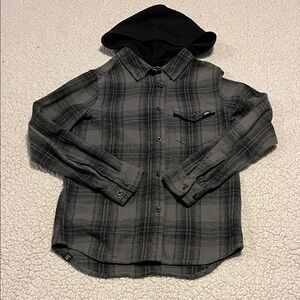 Vans Gray Plaid Long Sleeve Hoodie Shirt